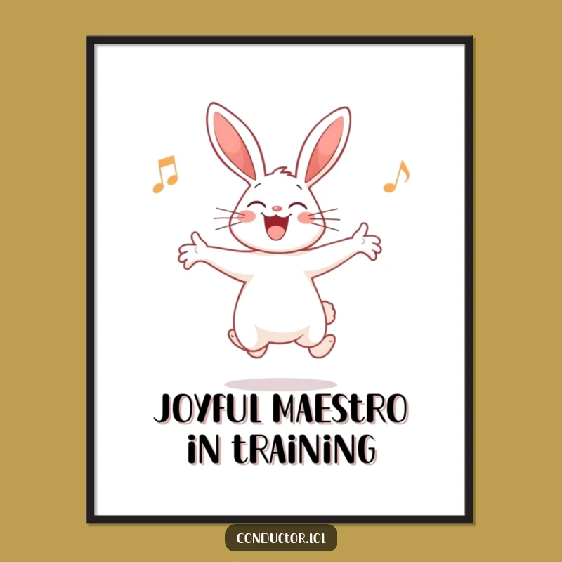 Funny Rabbit Conductor Poster: Bring Animated Joy to Your Space