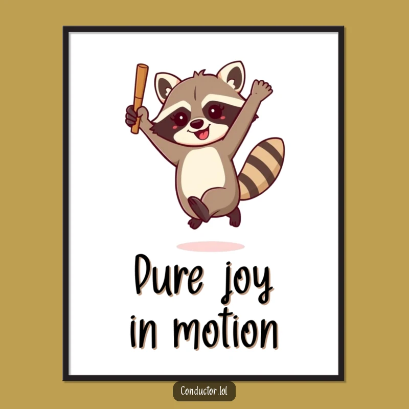 Funny Raccoon Conductor Poster: Add Energetic Whimsy to Your Walls!