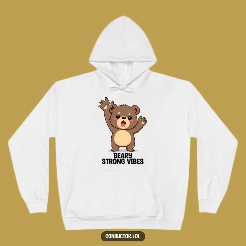 Funny Bear Cub Motivational Hoodie: Determined Cub's Bold Gesture Cozy Funny Gift