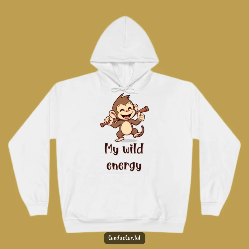 Cozy Funny Monkey Conductor Hoodie: Wild Comfort and Fun