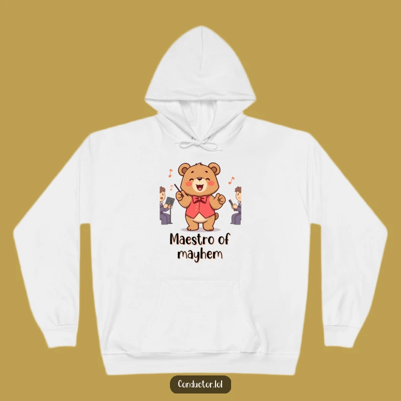 Funny Bear Conductor Hoodie: Cozy Up with a Maestro's Performance