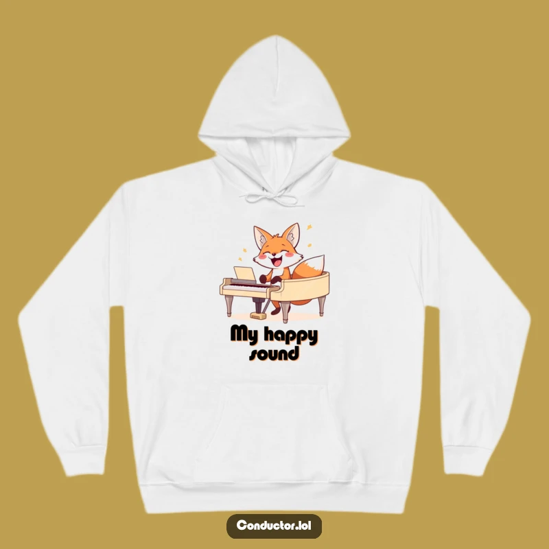 Warm Funny Fox Hoodie - Cozy Up with This Humorous Piano Player Design
