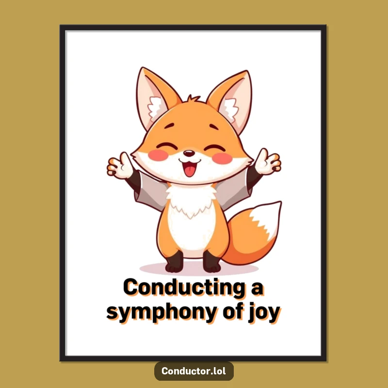 Funny Free Printable Waving Fox Wall Art - Enthusiastic Downloadable Decor