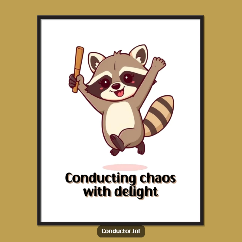 Funny Free Printable Wall Art: Raccoon Baton Master Downloadable Decor!