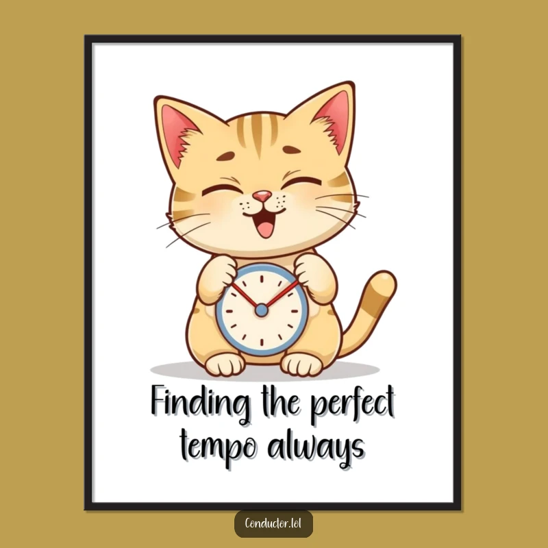 Funny Free Printable Wall Art: Giggling Cat Metronome, Downloadable Quirky Decor, DIY Gift