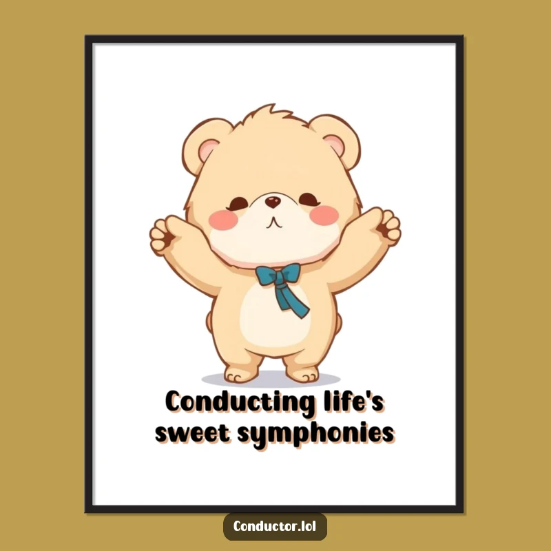 Free Printable Bear Wall Art - Conducting Character Downloadable Gift
