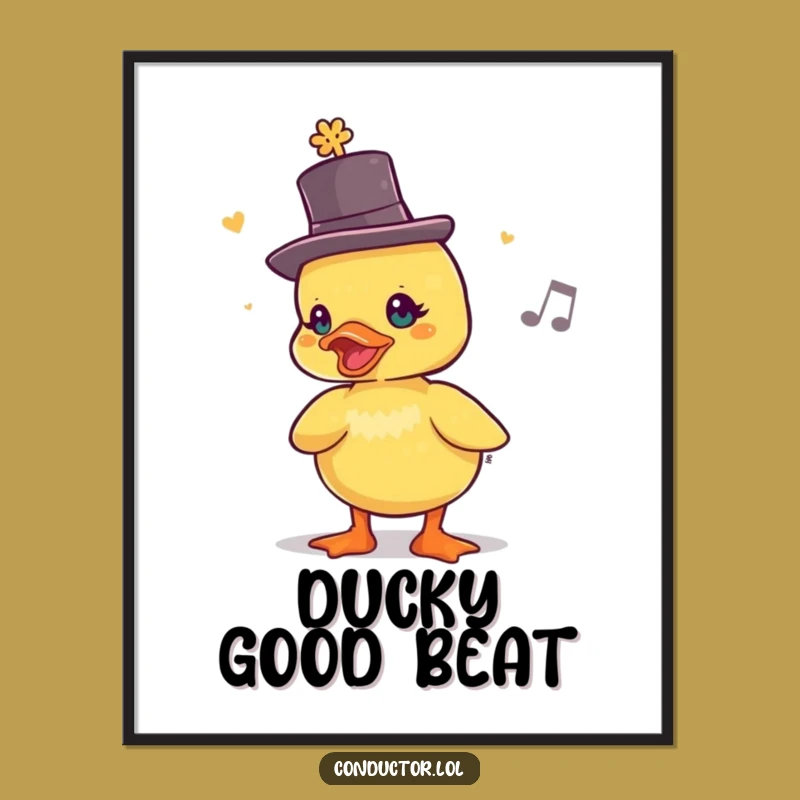 Free Printable Duckling Top Hat Wall Art - Funny Musical Downloadable Decor for Cheerful Spaces