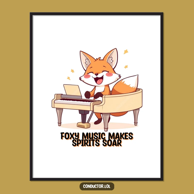 Free Printable Fox Art: Funny Downloadable Piano Player Wall Decor