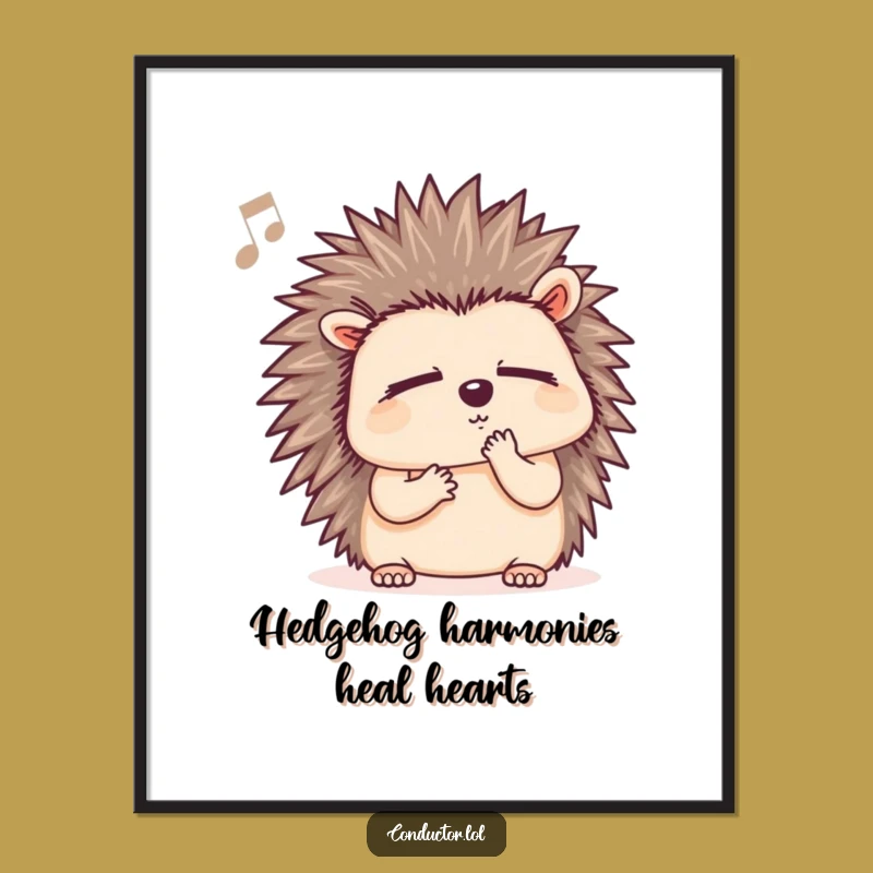 Free Printable Hedgehog Art: Funny Downloadable Music Lover Wall Decor
