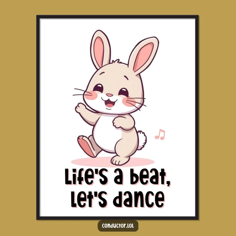 Free Printable Wall Art: Cheerful Rabbit Tapping Foot Funny Downloadable Art Gift