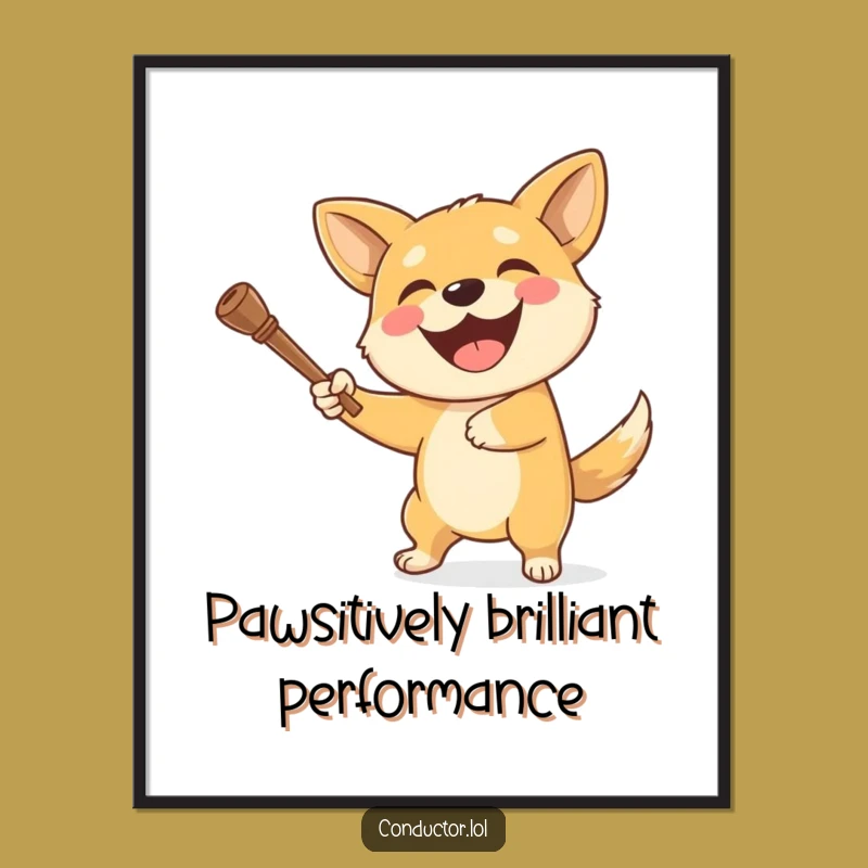 Free Printable Wall Art: Hilarious Dog Conductor, Funny Downloadable Art Decor