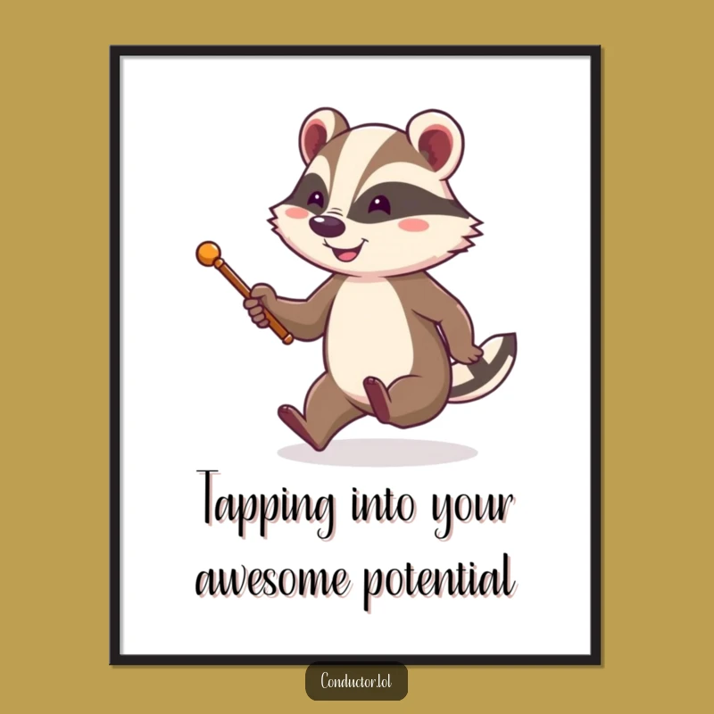 Funny Free Printable Badger Wall Art - Energetic Downloadable Decor