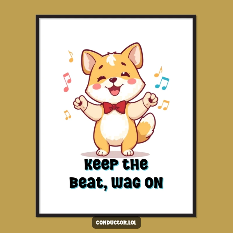 Free Printable Wall Art: Happy Dog Conductor - Festive Downloadable Decor