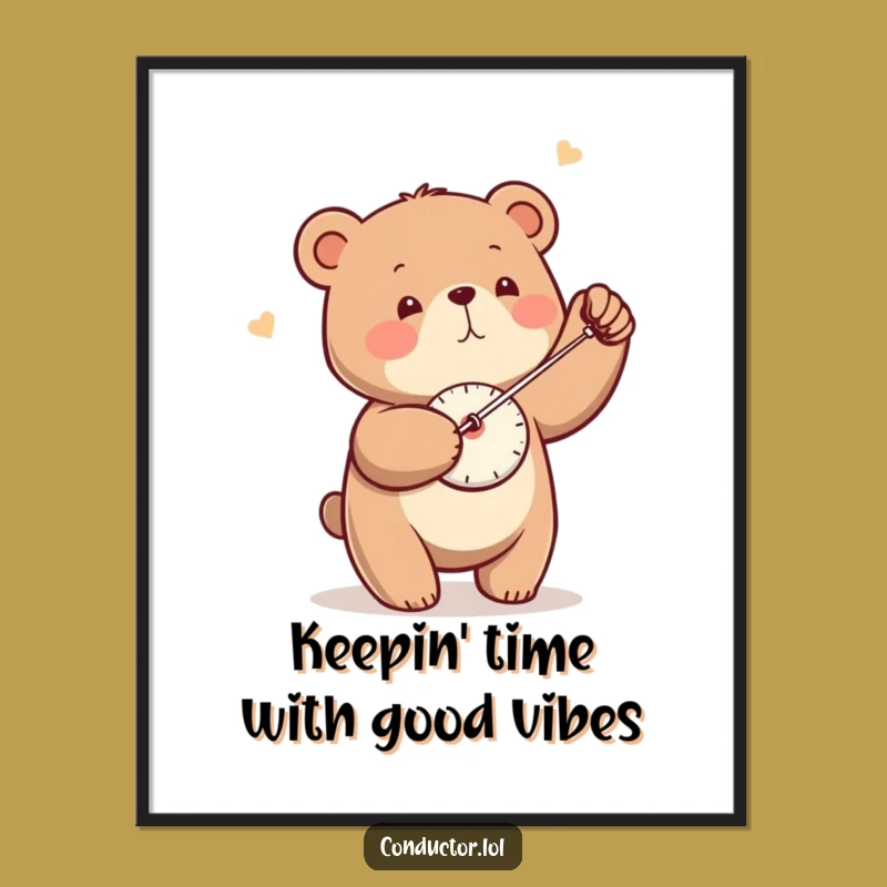 Funny Free Printable Wall Art: Bear with Metronome - Downloadable Humorous Decor Download