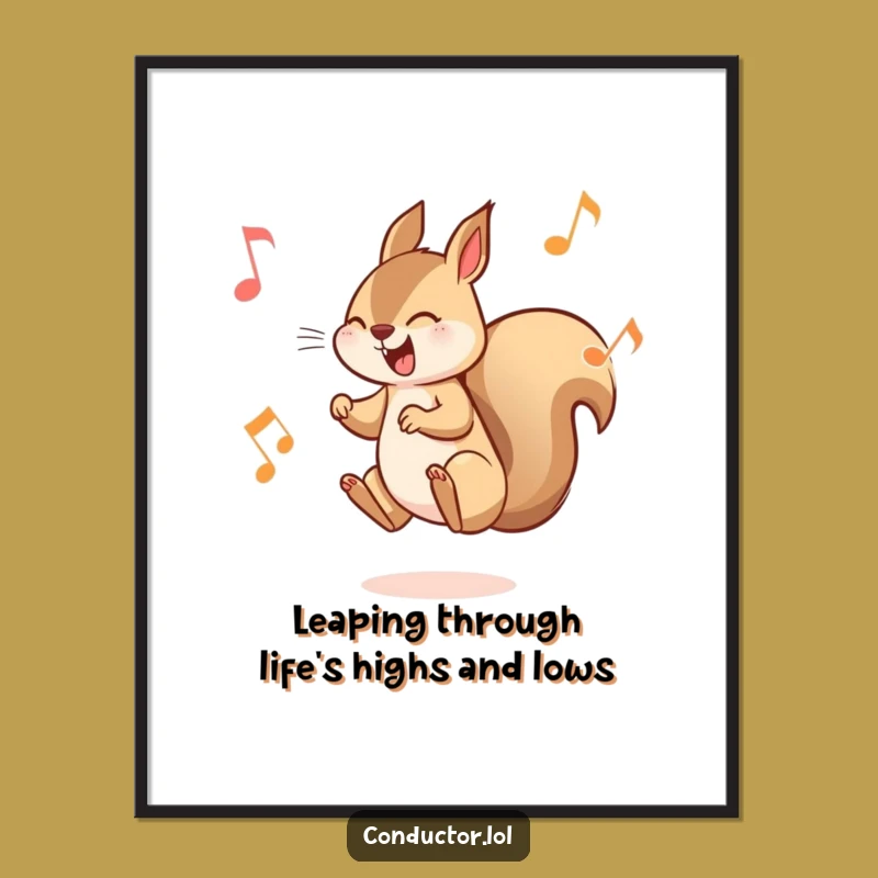 Free Printable Wall Art: Funny Squirrel Musician - Humorous Downloadable Decor