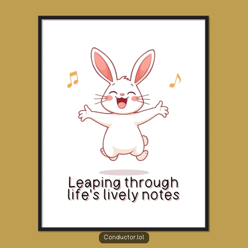 Free Printable Wall Art: Funny Rabbit Conductor - Humorous Downloadable Music Decor