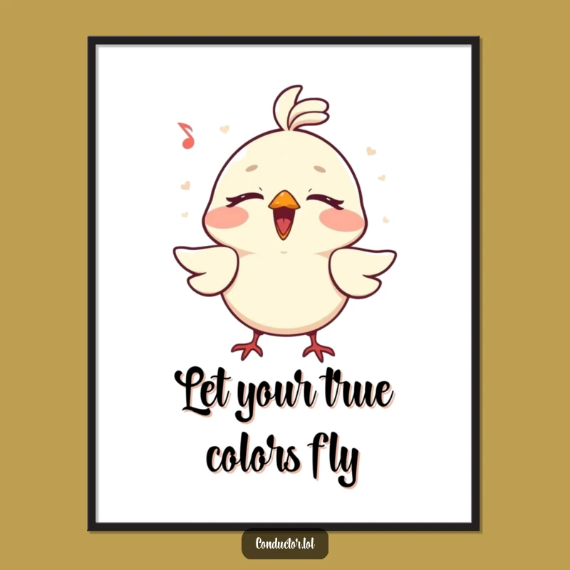 Funny Free Printable Wall Art: Bird Singing Loudly - Humorous Downloadable Decor