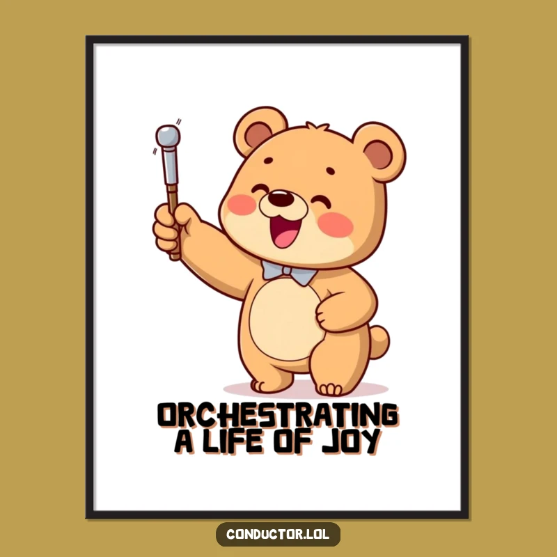 Funny Free Printable Bear Conductor Wall Art: Downloadable Decor for Cheerful Spaces