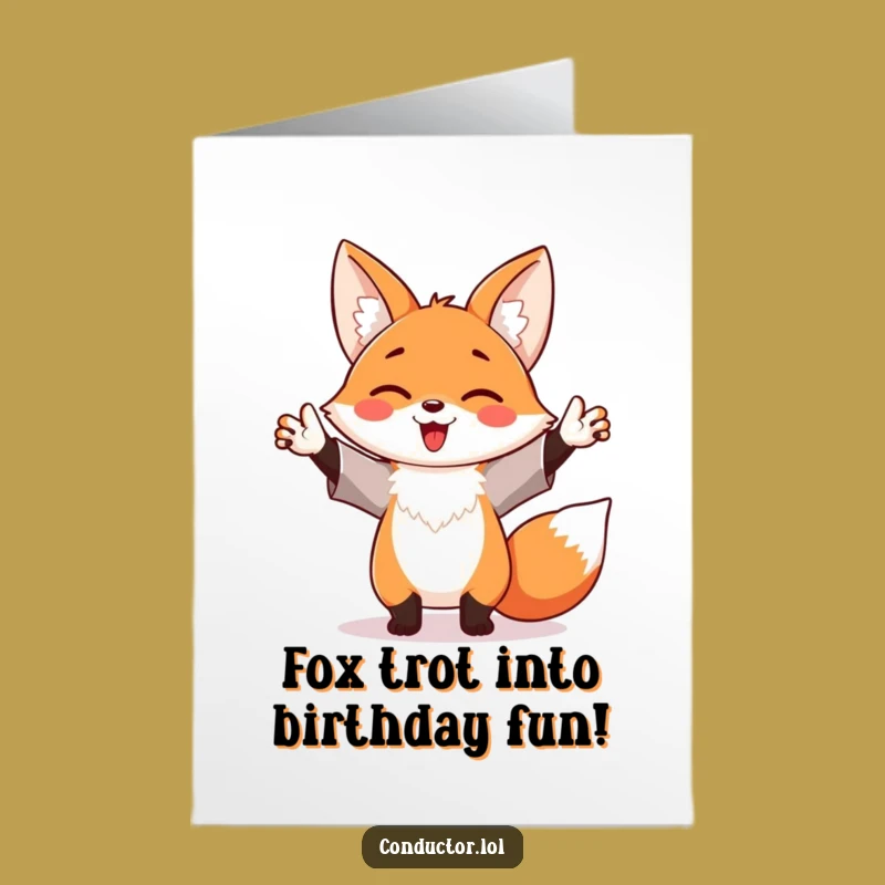 Free Printable Waving Fox Birthday Card - Enthusiastic Downloadable Fun