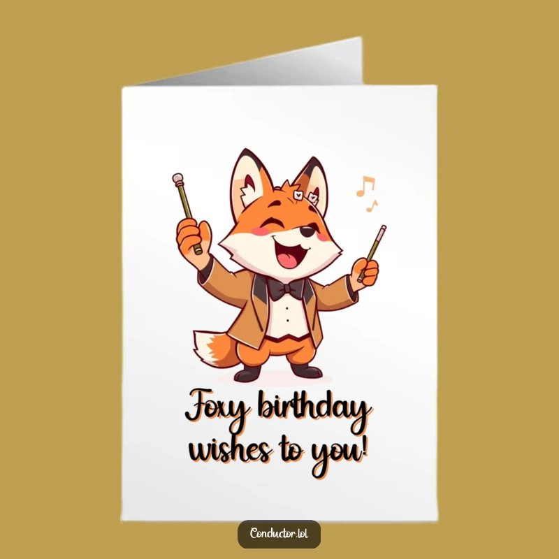 Free Printable Fox Conductor Birthday Card: Snazzy Downloadable Gift for a Grand Celebration
