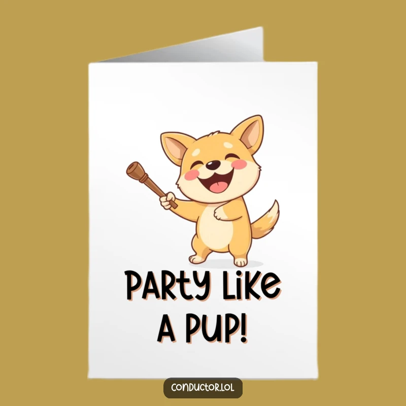 Free Printable Birthday Card: Funny Dog Conductor, Hilarious Downloadable Gift