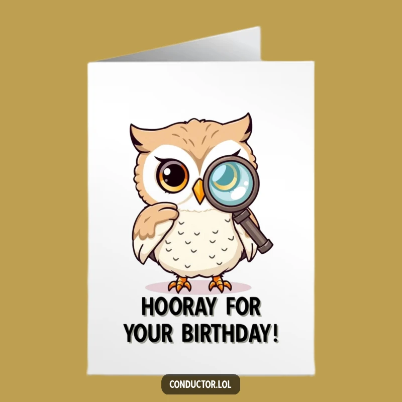 Free Printable Birthday Card: Funny Owl Spyglass Hilarious Downloadable Gift