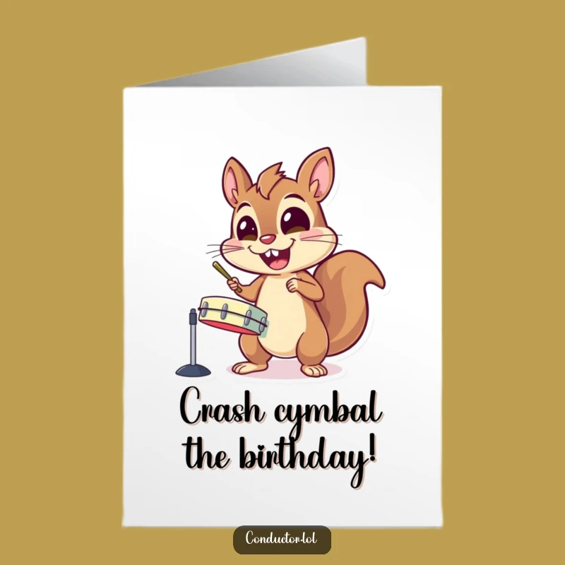Free Printable Birthday Card Funny Squirrel Drummer, Hilarious DIY Downloadable Gift