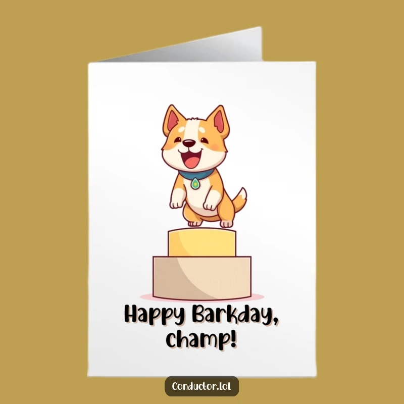 Free Printable Birthday Card: Funny Dog Leaping Hilarious Downloadable Gift