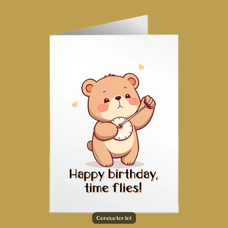Free Printable Bday Card: Bear & Metronome Beat - Downloadable Humorous Birthday Gift
