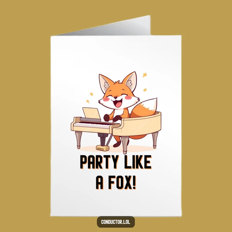 Free Printable Fox Birthday Card: Funny Piano Player Downloadable Gift