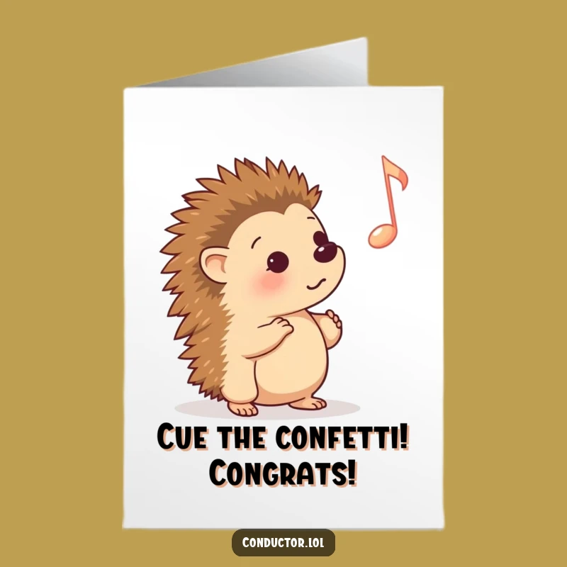 Free Printable Congrats Card: Hedgehog Music Lover Funny Downloadable Gift