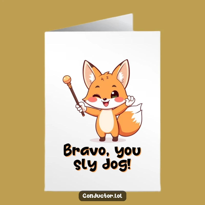 Free Printable Congrats Card: Funny Fox Conductor Hilarious Downloadable Gift