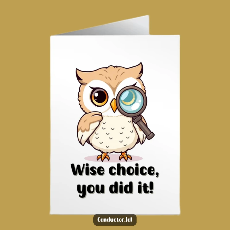 Free Printable Congrats Card: Funny Owl Spyglass Hilarious Downloadable Gift