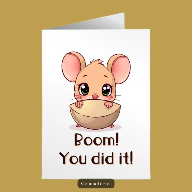 Free Printable Congrats Card: Mouse's Wide-Eyed Reaction to Your Success!
