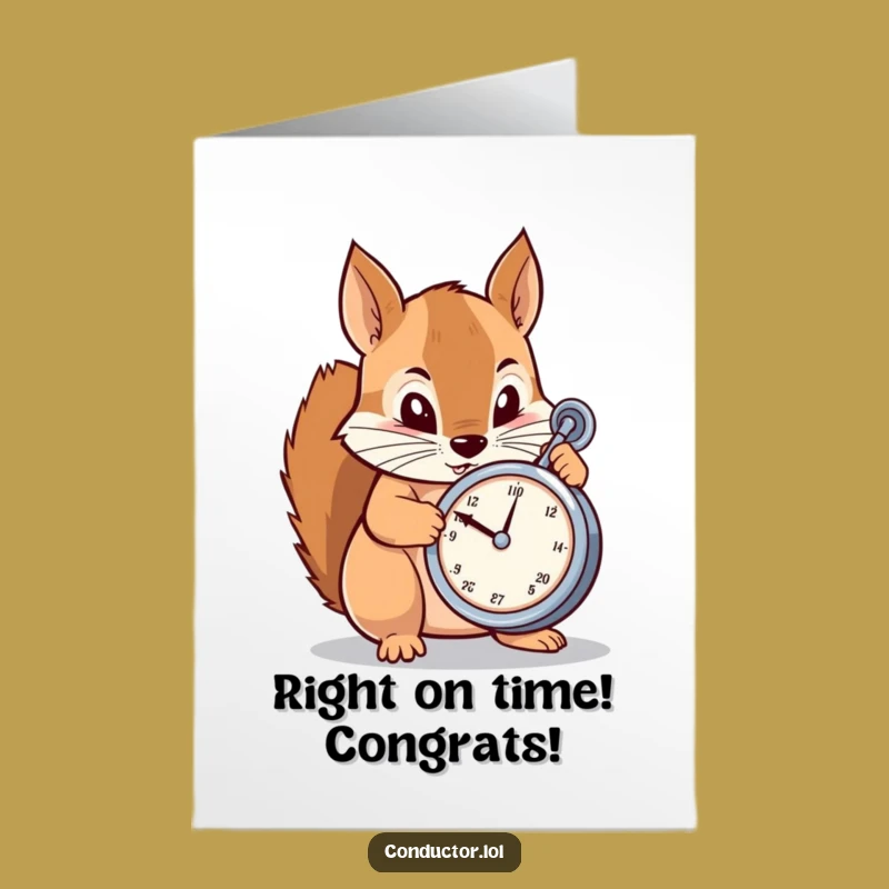 Free Printable Congrats Card: Squirrel Conductor Funny Downloadable Gift