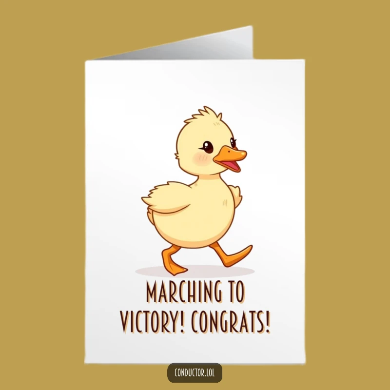 Free Printable Duckling Card: Funny Marcher Congratulations Downloadable Gift for Achievements