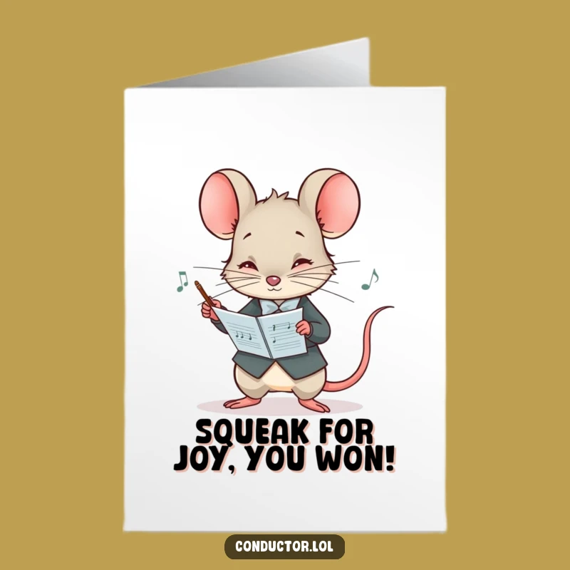 Free Printable Mouse Conductor Congrats Card - Funny Downloadable Gift for Triumphs