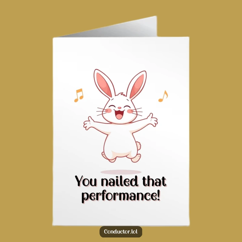 Free Printable Rabbit Conductor Card - Funny Downloadable Congratulations for Musical Victories