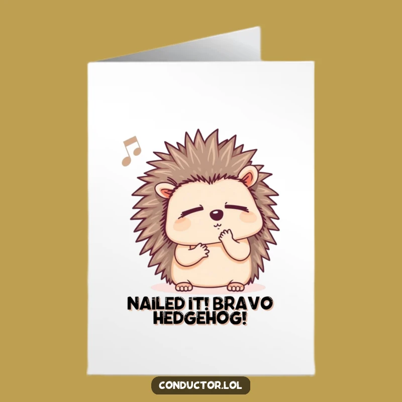 Free Printable Hedgehog Concert Card: Funny Congrats Downloadable Gift