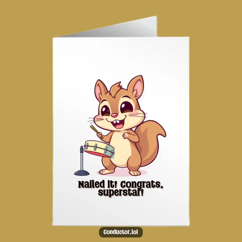 Free Printable Congrats Card Funny Squirrel Drummer, Hilarious DIY Downloadable Gift