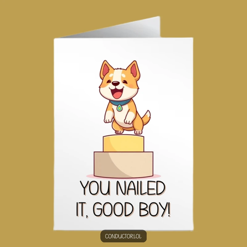 Free Printable Congrats Card: Funny Dog Podium Hilarious Downloadable Gift