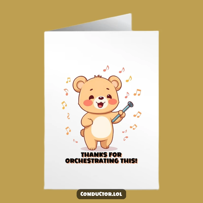 Free Printable Bear Thank You Card: Funny Conductor Cub Appreciation Gift