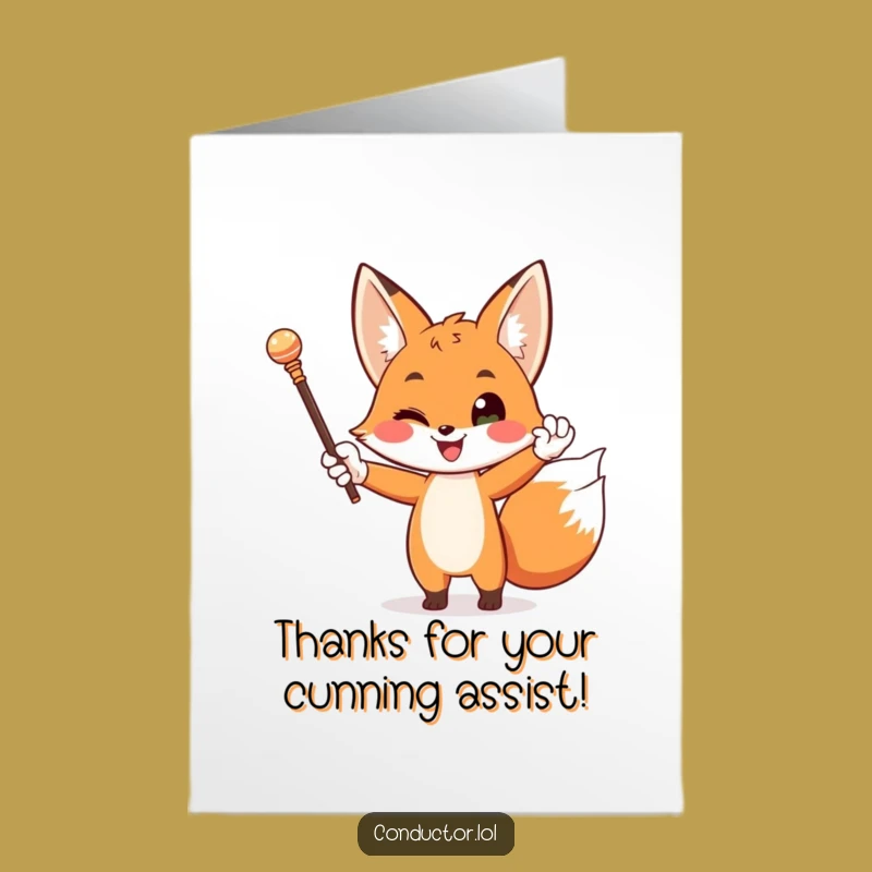 Free Printable Thank You Card: Funny Fox Conductor Hilarious Downloadable Gift
