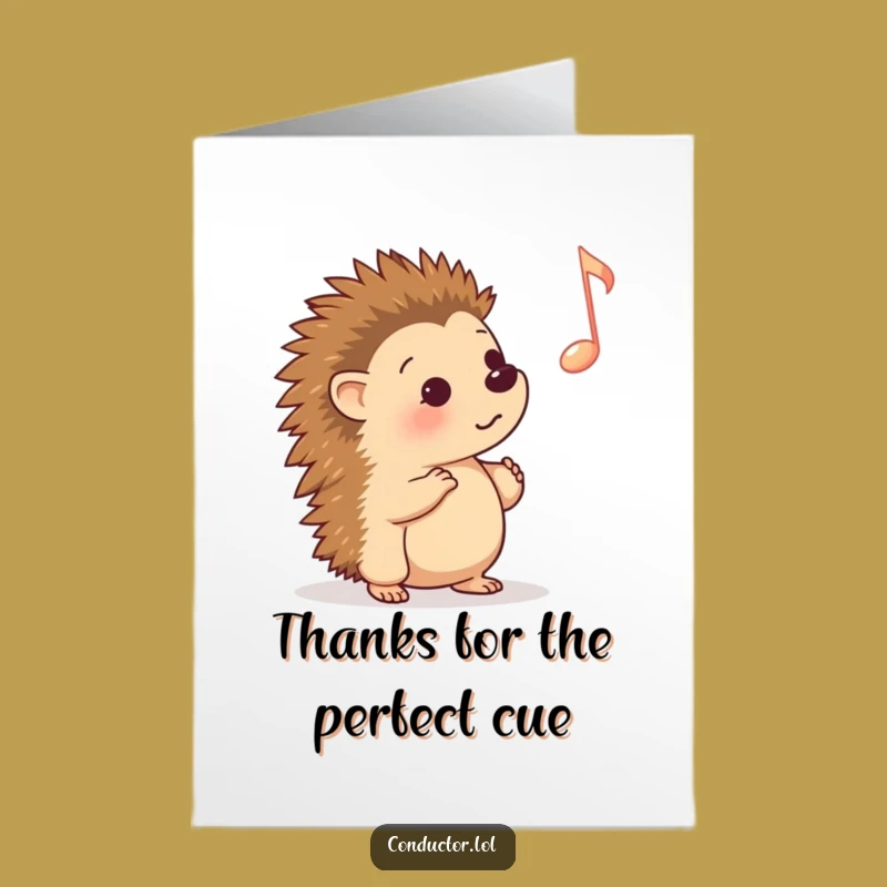 Free Printable Thank You Card: Hedgehog Tune In Funny Downloadable Gift