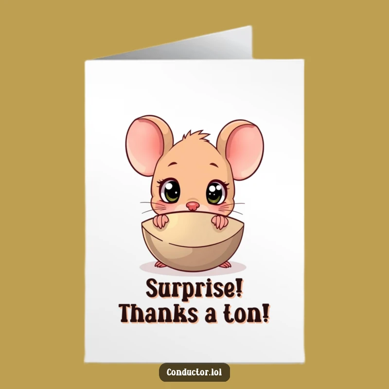 Free Printable Thank You Card: Mouse's Surprised Thanks for Your Kindness!