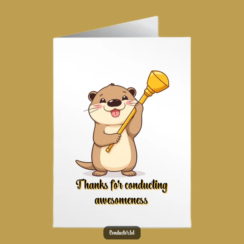Free Printable Thank You Card: Otter Conductor Expresses Gratitude with Flair!