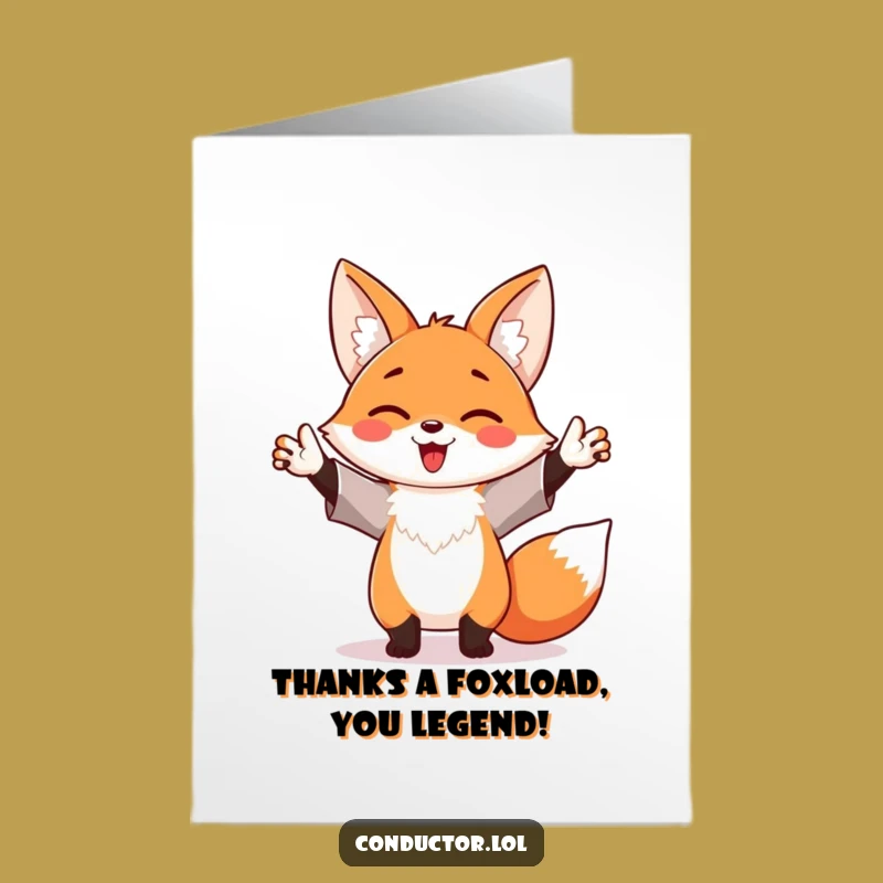 Free Printable Waving Fox Thank You Card - Enthusiastic Downloadable Gratitude