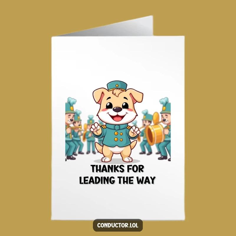 Free Printable Thank You Card: Proud Dog Band Leader, Playful Grin, Downloadable Gratitude Gift