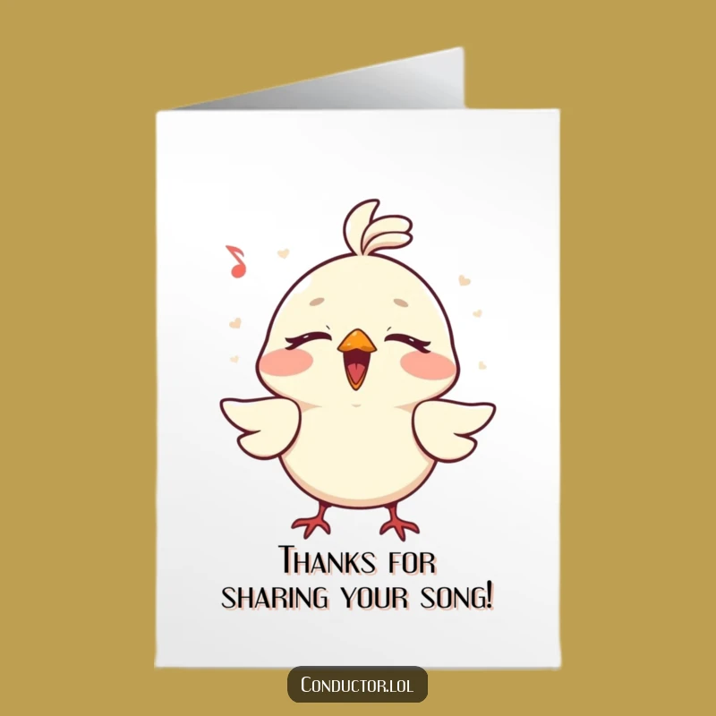 Free Printable Thank You Card: Bird Singing Loudly - Gratitude Downloadable