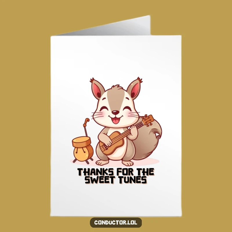 Free Printable Thank You Card: Squirrel Band Leader Funny Downloadable Gift